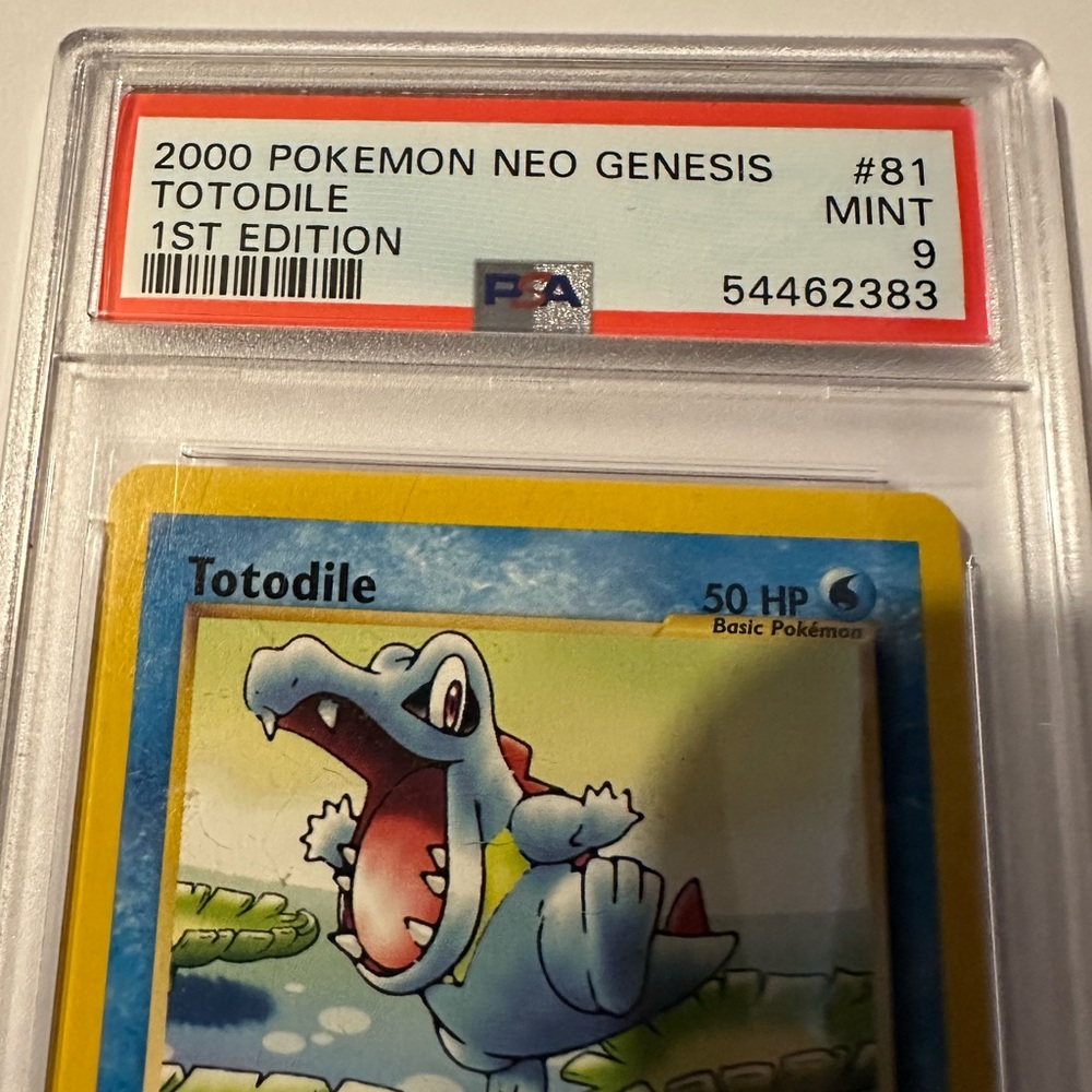 PSA 9 2000 Pokémon Neo Genesis Totodile 1st Edition Card - Picture 2 of 5